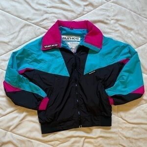 ‼️SOLD‼️ Ultrex Sun Ice Vintage Retro Colorblock Black Pink Blue Neon Ski Jacket